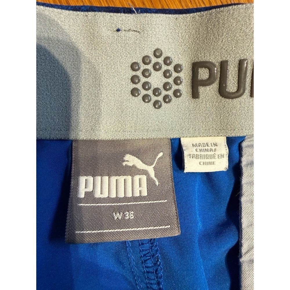 Puma Golf Shorts Mens 36 Blue Striped Stretch Performance Flat Front 11" Inseam - Picture 6 of 11